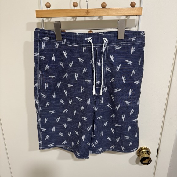 johnnie-O Other - Johnnie-O Swim Trunks Mens Small Navy Blue AOP Logo Lined Bathing Suit